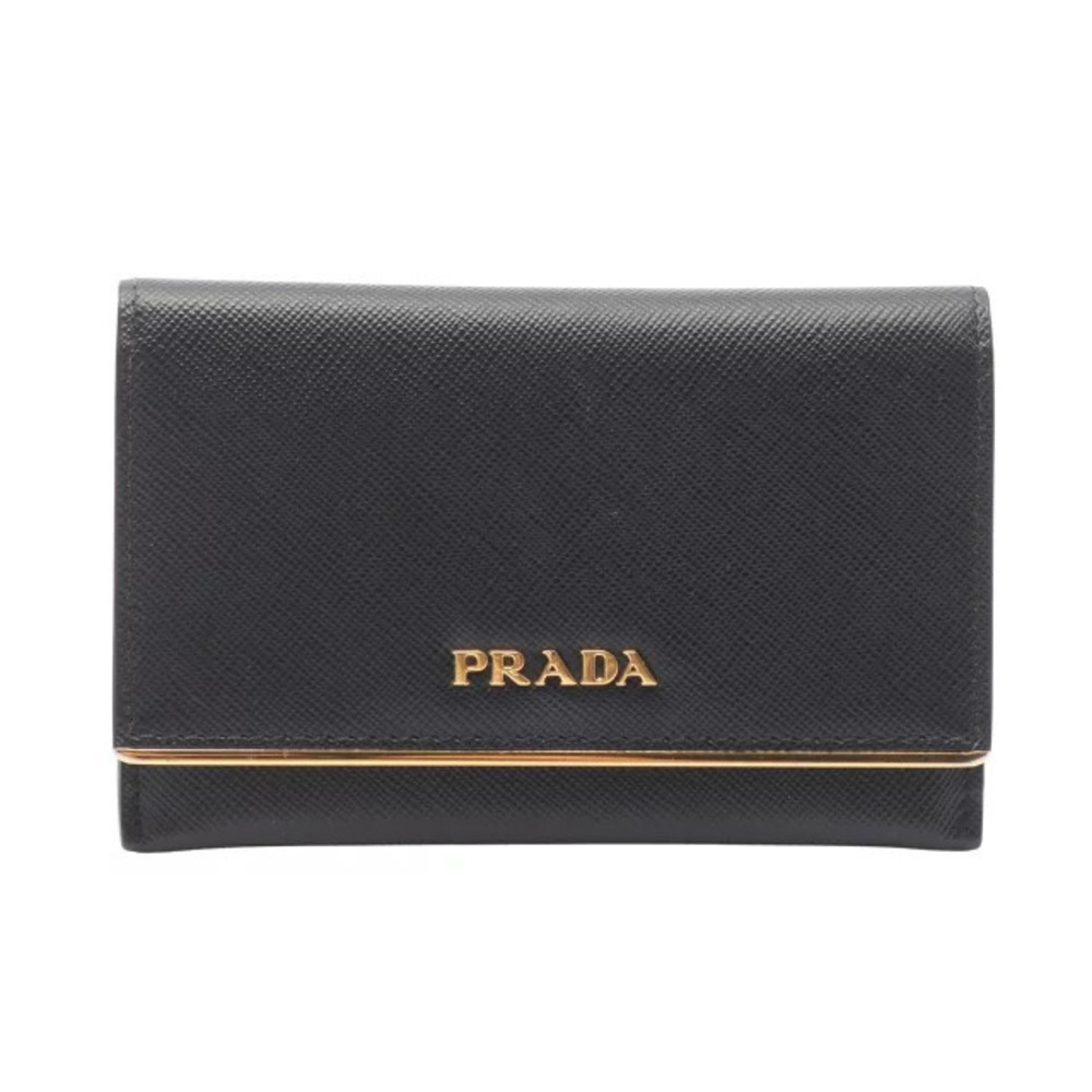 Prada SAFFIANO METAL Card Case Wallet Accessory Leather Black